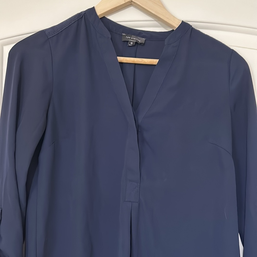 The Limited Navy Blue Semi-Sheer Top XS
